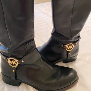 Michael Kors black leather riding boots